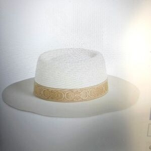 NWT Melrose and Market Novelty Boater Hat w Wide Brim Ivory Combo ONE SI…